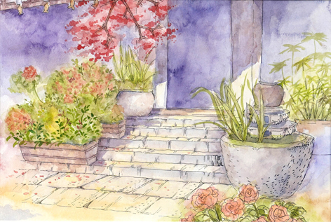 优秀写生作品-《古院一...