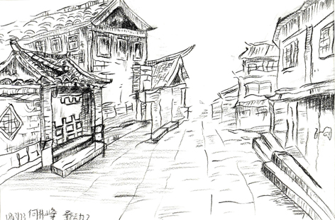 优秀写生作品-《古街》...